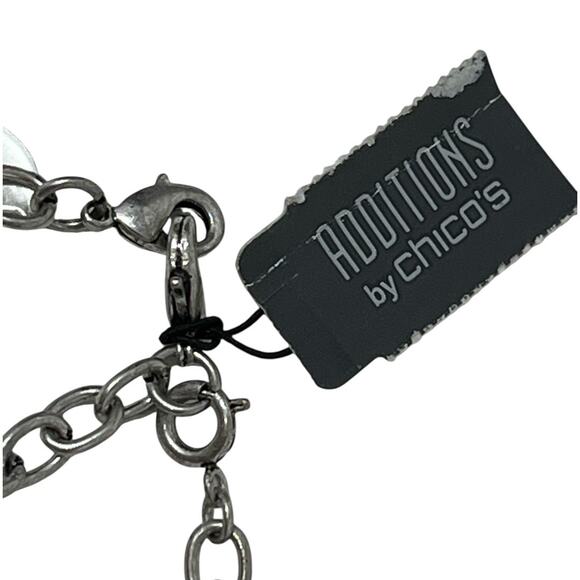 Additions by Chico’s Floral Statement Necklace Silver Tone 24” + 5” Extender NWT - Picture 3 of 6